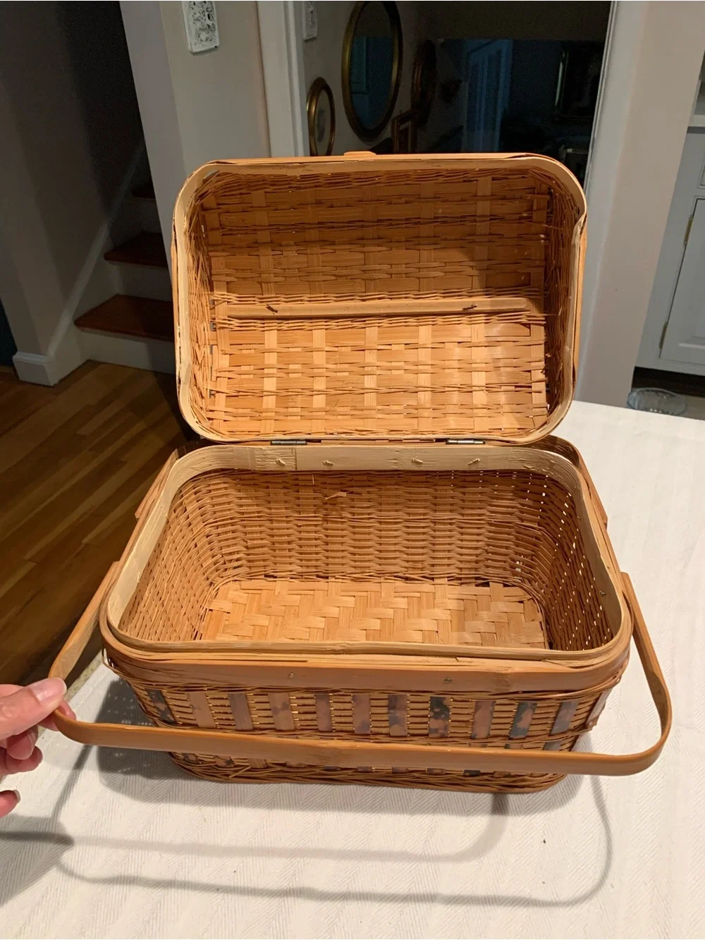 Vintage Woven Picnic or Sewing Basket